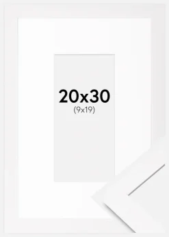 Ramme BGA Classic Hvid 20x30 cm - Passepartout Hvid 10x20 cm