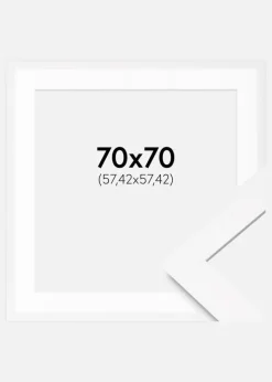 Ramme BGA Classic Hvid 70x70 cm - Passepartout Hvid 23x23 inches