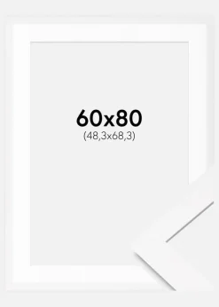 Ramme BGA Classic Hvid 60x80 cm - Passepartout Hvid 49,3x69,3 cm