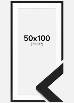 Ramme BGA Classic Sort 50x100 cm - Passepartout Hvid 40x90 cm