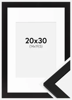 Ramme BGA Classic Sort 20x30 cm - Passepartout Hvid 15x21 cm