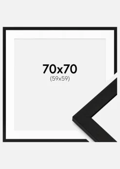 Ramme BGA Classic Sort 70x70 cm - Passepartout Hvid 60x60 cm