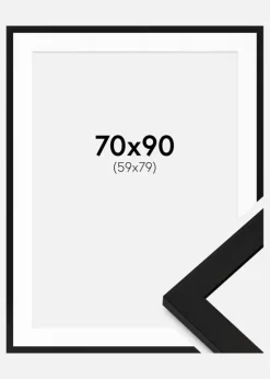 Ramme BGA Classic Sort 70x90 cm - Passepartout Hvid 60x80 cm