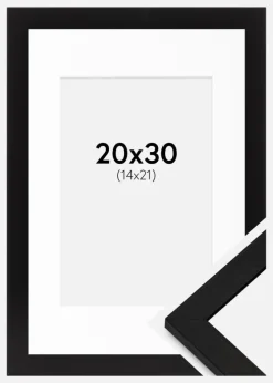 Ramme BGA Classic Sort 20x30 cm - Passepartout Hvid 15x22 cm