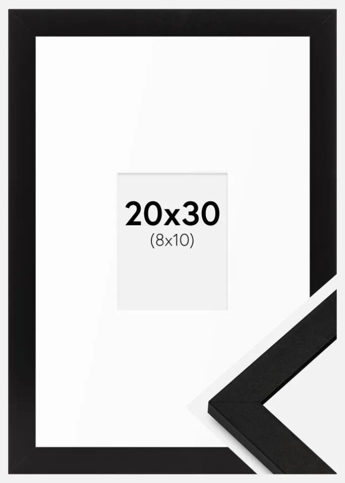 Ramme BGA Classic Sort 20x30 cm - Passepartout Hvid 9x11 cm