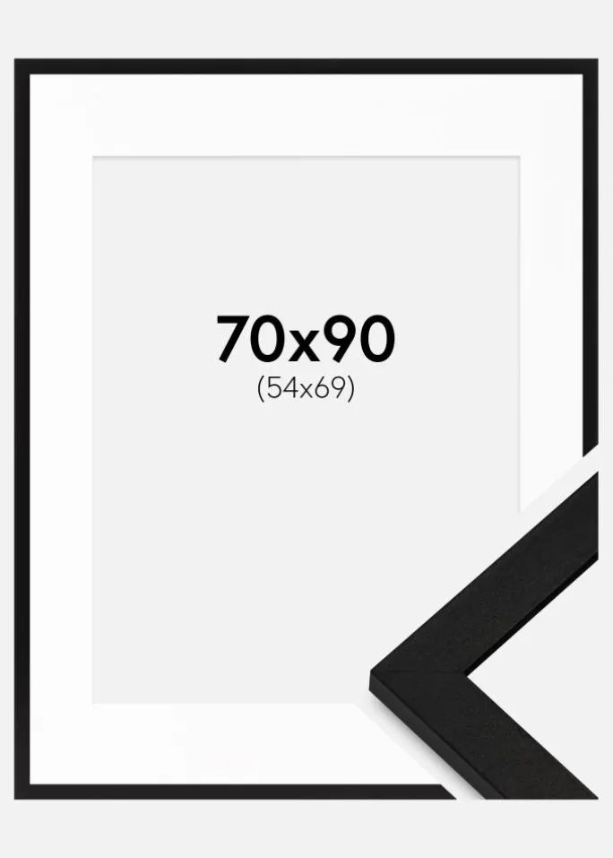 Ramme BGA Classic Sort 70x90 cm - Passepartout Hvid 55x70 cm