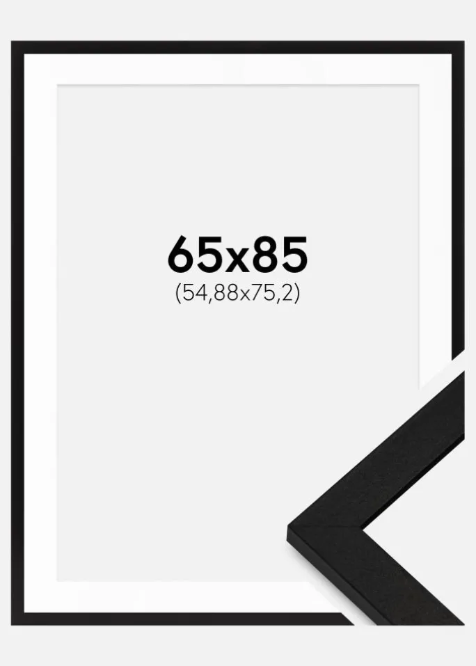 Ramme BGA Classic Sort 65x85 cm - Passepartout Hvid 22x30 inches