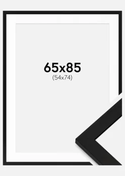 Ramme BGA Classic Sort 65x85 cm - Passepartout Hvid 55x75 cm