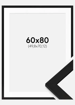 Ramme BGA Classic Sort 60x80 cm - Passepartout Hvid 20x28 inches