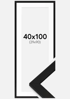 Ramme BGA Classic Sort 40x100 cm - Passepartout Hvid 30x91 cm