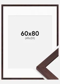 Ramme BGA Classic Valnød 60x80 cm - Passepartout Hvid 50x60 cm