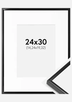 Ramme BGA Modern Style Sort 24x30 cm - Passepartout Hvid 6x8 inches