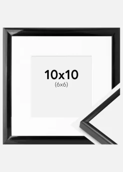 Ramme BGA Modern Style Sort 10x10 cm - Passepartout Hvid 7x7 cm