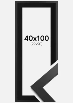 Ramme Black Wood 40x100 cm - Passepartout Sort 30x91 cm