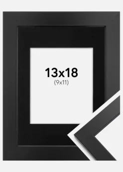 Ramme Black Wood 13x18 cm - Passepartout Sort 10x12 cm