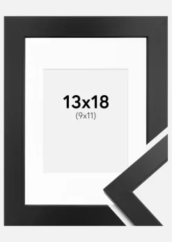 Ramme Black Wood 13x18 cm - Passepartout Hvid 10x12 cm