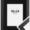 Ramme Black Wood 18x24 cm - Passepartout Sort 13x18 cm