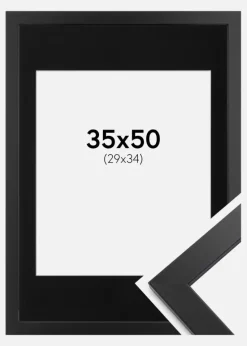 Ramme Black Wood 35x50 cm - Passepartout Sort 30x35 cm