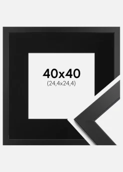 Ramme Black Wood 40x40 cm - Passepartout Sort 10x10 inches
