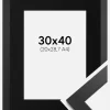 Ramme Black Wood 30x40 cm - Passepartout Sort 21x29,7 cm (A4)