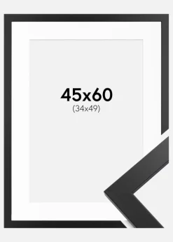 Ramme Black Wood 45x60 cm - Passepartout Hvid 35x50 cm