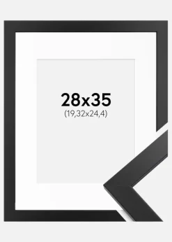 Ramme Black Wood 28x35 cm - Passepartout Hvid 8x10 inches