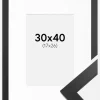 Ramme Black Wood 30x40 cm - Passepartout Hvid 18x27 cm