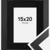 Ramme Black Wood 15x20 cm - Passepartout Sort 10x15 cm