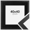 Ramme Black Wood 40x40 cm - Passepartout Sort 30x30 cm