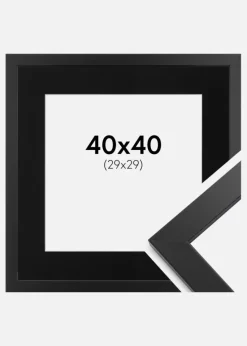 Ramme Black Wood 40x40 cm - Passepartout Sort 30x30 cm