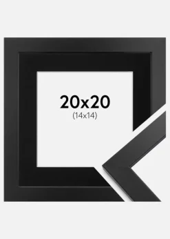 Ramme Black Wood 20x20 cm - Passepartout Sort 15x15 cm