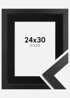 Ramme Black Wood 24x30 cm - Passepartout Sort 18x24 cm