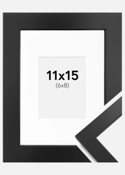 Ramme Black Wood 11x15 cm - Passepartout Hvid 7x9 cm