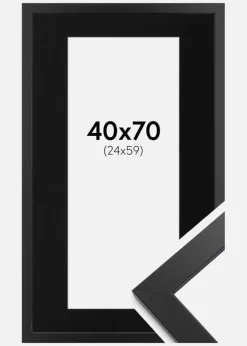 Ramme Black Wood 40x70 cm - Passepartout Sort 25x60 cm