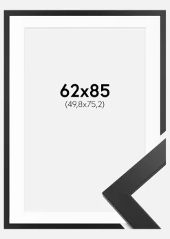 Ramme Black Wood 62x85 cm - Passepartout Hvid 20x30 inches