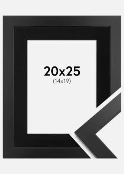 Ramme Black Wood 20x25 cm - Passepartout Sort 15x20 cm