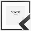 Ramme Black Wood 50x50 cm - Passepartout Hvid 35x35 cm