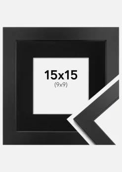 Ramme Black Wood 15x15 cm - Passepartout Sort 10x10 cm