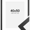 Ramme Black Wood 40x50 cm - Passepartout Hvid 29,7x42 cm (A3)
