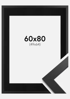 Ramme Black Wood 60x80 cm - Passepartout Sort 50x65 cm