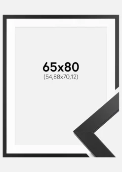 Ramme Black Wood 65x80 cm - Passepartout Hvid 22x28 inches