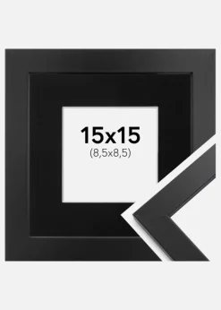 Ramme Black Wood 15x15 cm - Passepartout Sort 9x9 cm