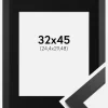 Ramme Black Wood 32x45 cm - Passepartout Sort 10x12 inches