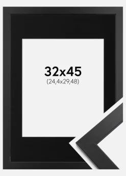 Ramme Black Wood 32x45 cm - Passepartout Sort 10x12 inches