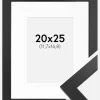 Ramme Black Wood 20x25 cm - Passepartout Hvid 5x7 inches