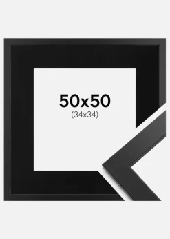 Ramme Black Wood 50x50 cm - Passepartout Sort 35x35 cm