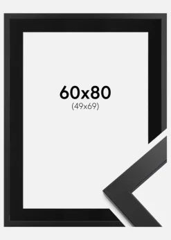 Ramme Black Wood 60x80 cm - Passepartout Sort 50x70 cm
