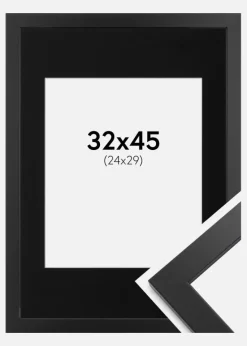 Ramme Black Wood 32x45 cm - Passepartout Sort 25x30 cm