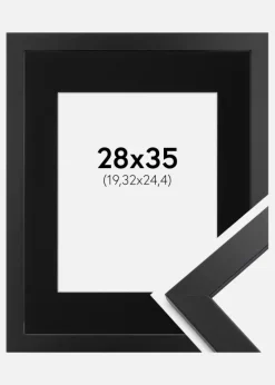 Ramme Black Wood 28x35 cm - Passepartout Sort 8x10 inches