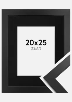 Ramme Black Wood 20x25 cm - Passepartout Sort 14x18 cm
